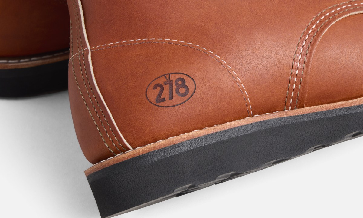 close up on red wing heritage logo
