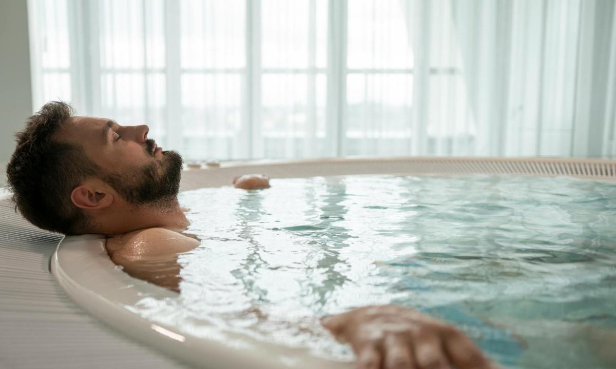 Man in a hot tub