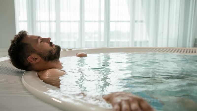 Man in a hot tub