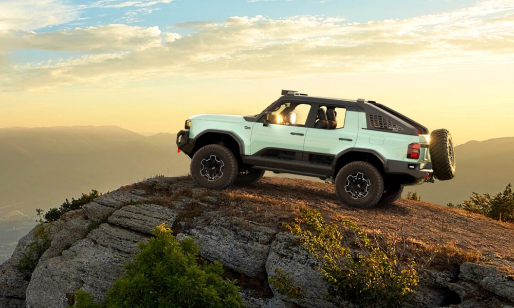 A Toyota Land Cruiser "ROX" concept SUV parked on a backcountry trail.