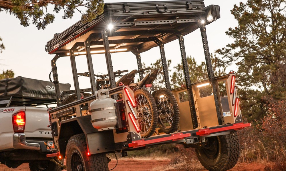 Toyota pickup towing a Zion Off-Road Z2 micro-camper/trailer.