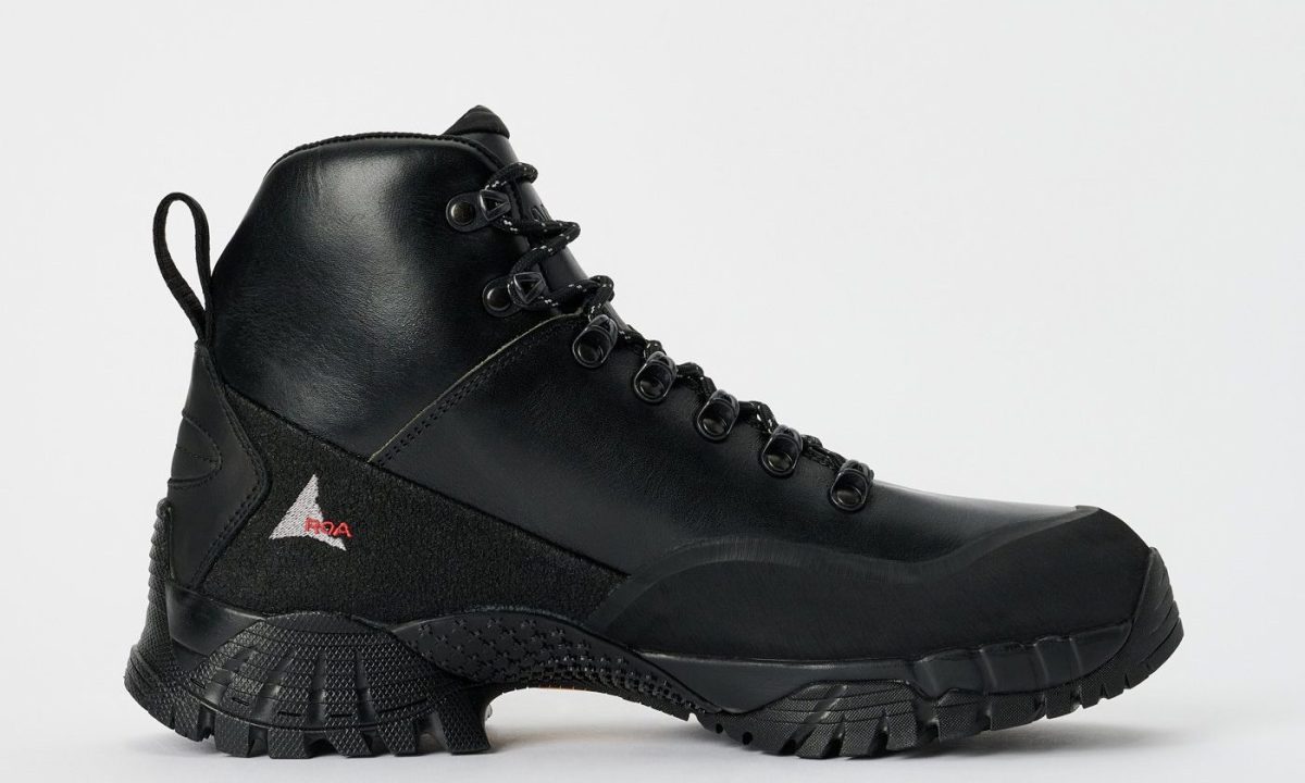 side profile of black hiking boot