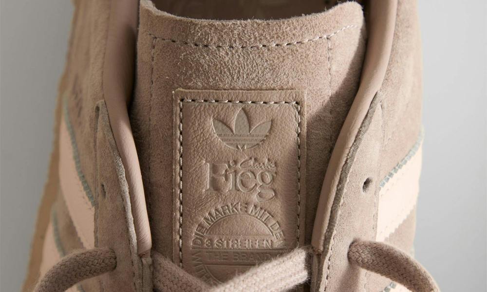 close up on adidas clarks and ronnie fieg tongue