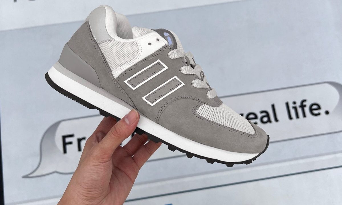 sneaker among text message background