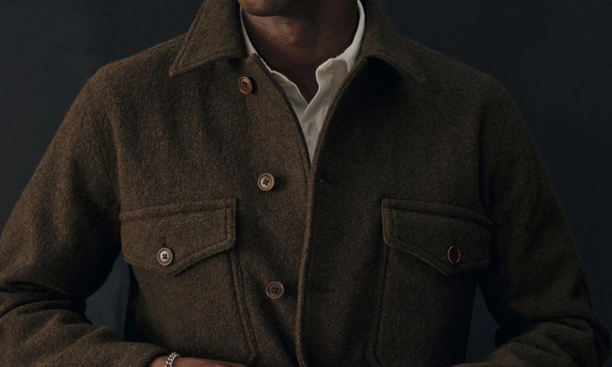Buck Mason Marled River Rock Felted Field Shirt