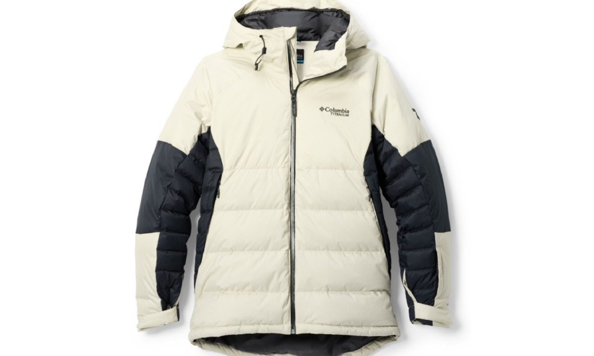 The Columbia Roaring Fork Down Jacket on a white background.