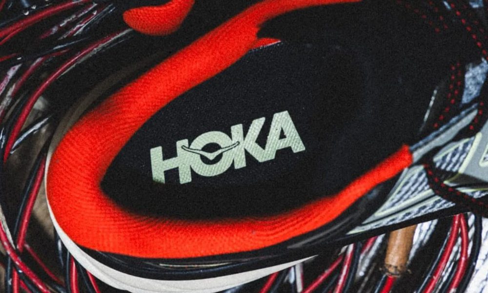 close up on hoka logo insole