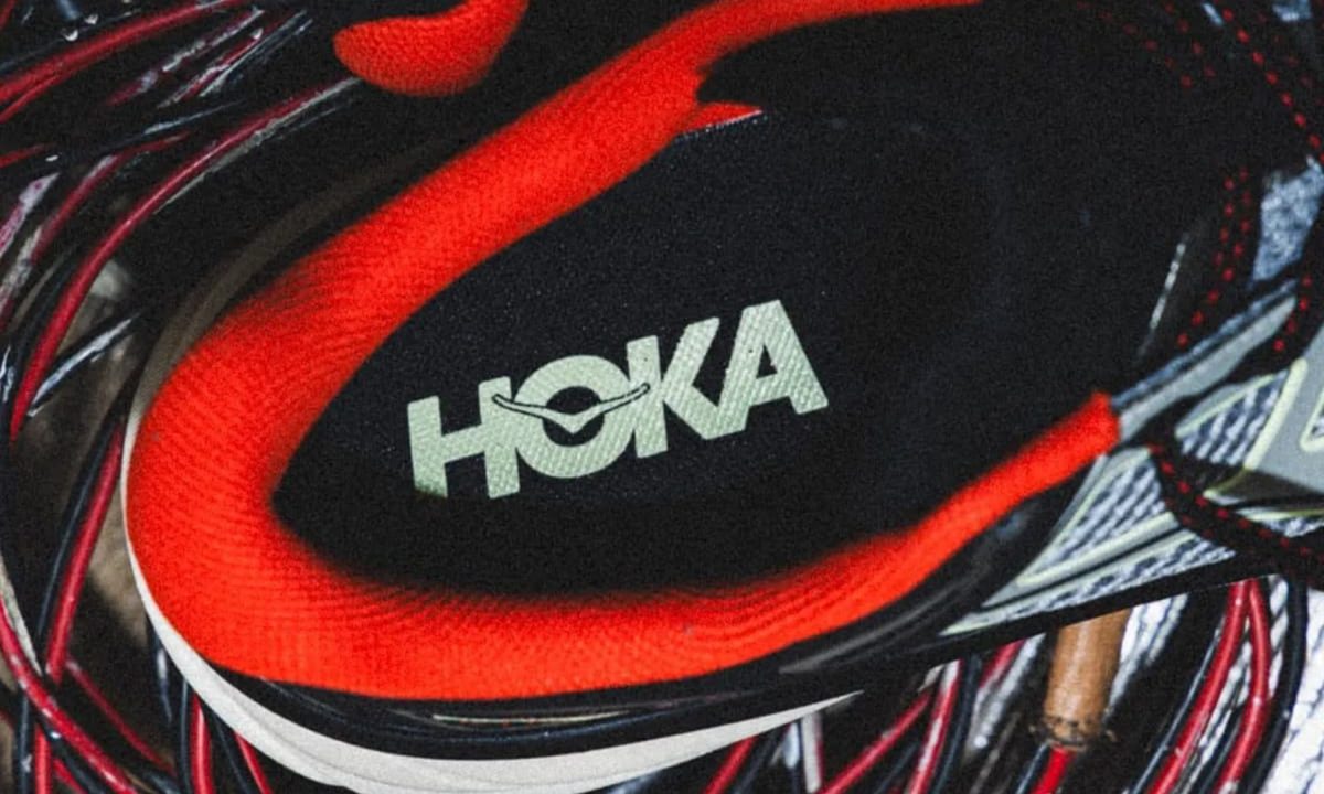 close up on hoka logo insole