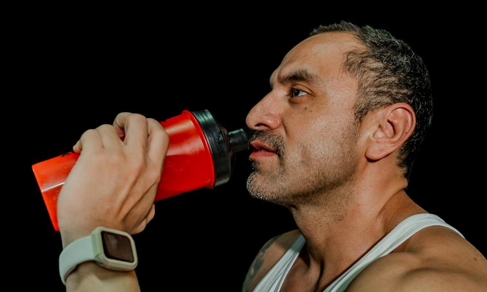 Man drinking a protein shake