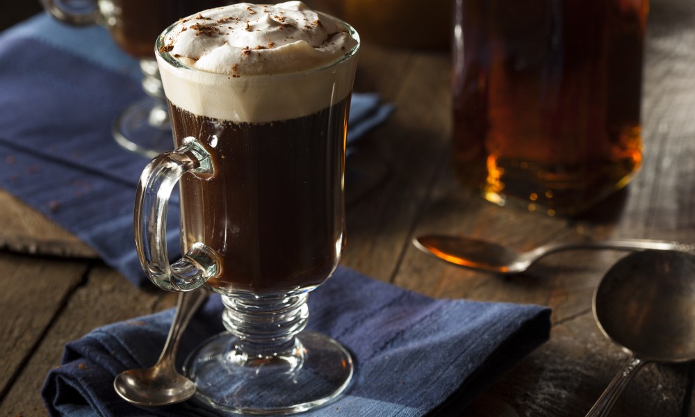 drink in an Irish coffee glass