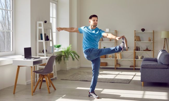 A man doing leg swings