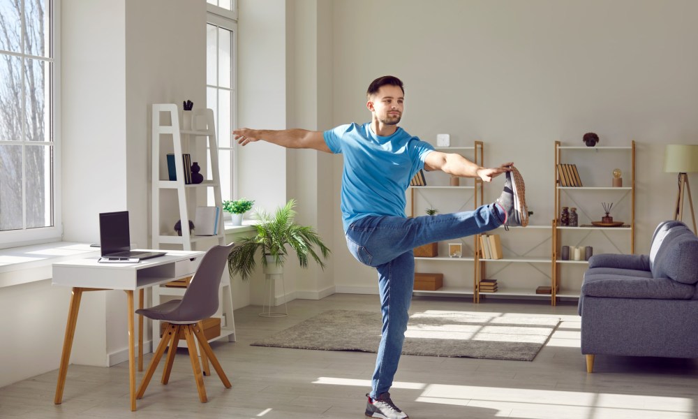 A man doing leg swings