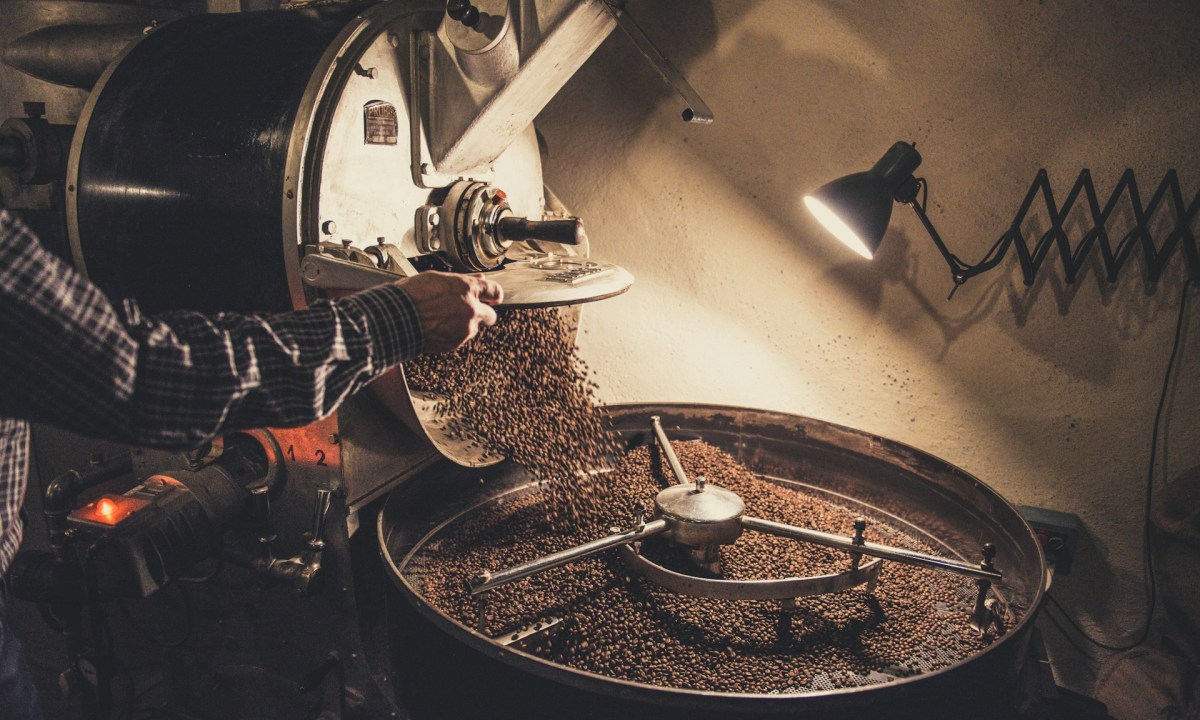 Pouring coffee beans