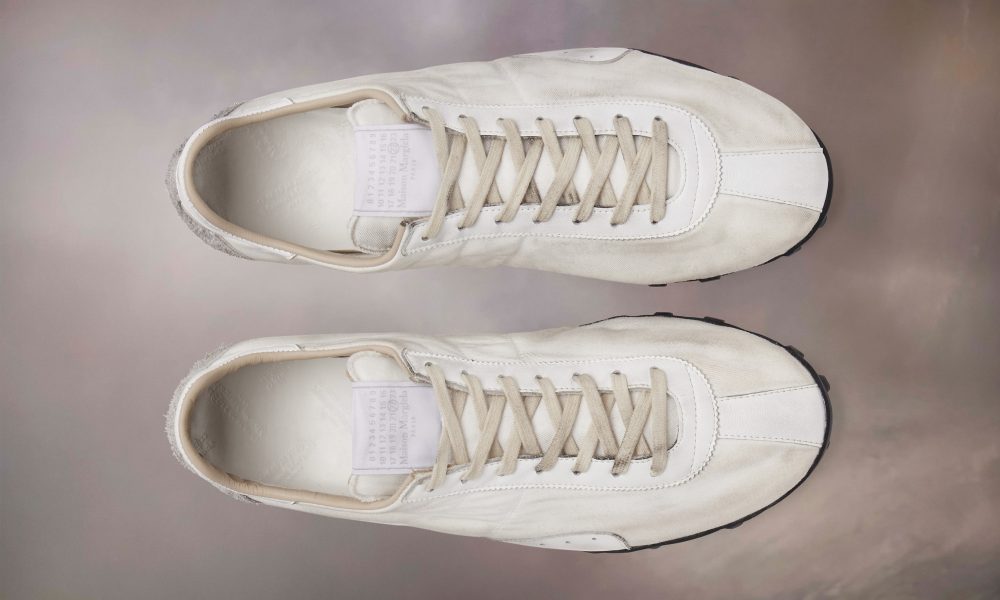 overhead white retro running sneakers