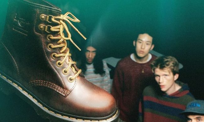 models starting at dr martens in midair