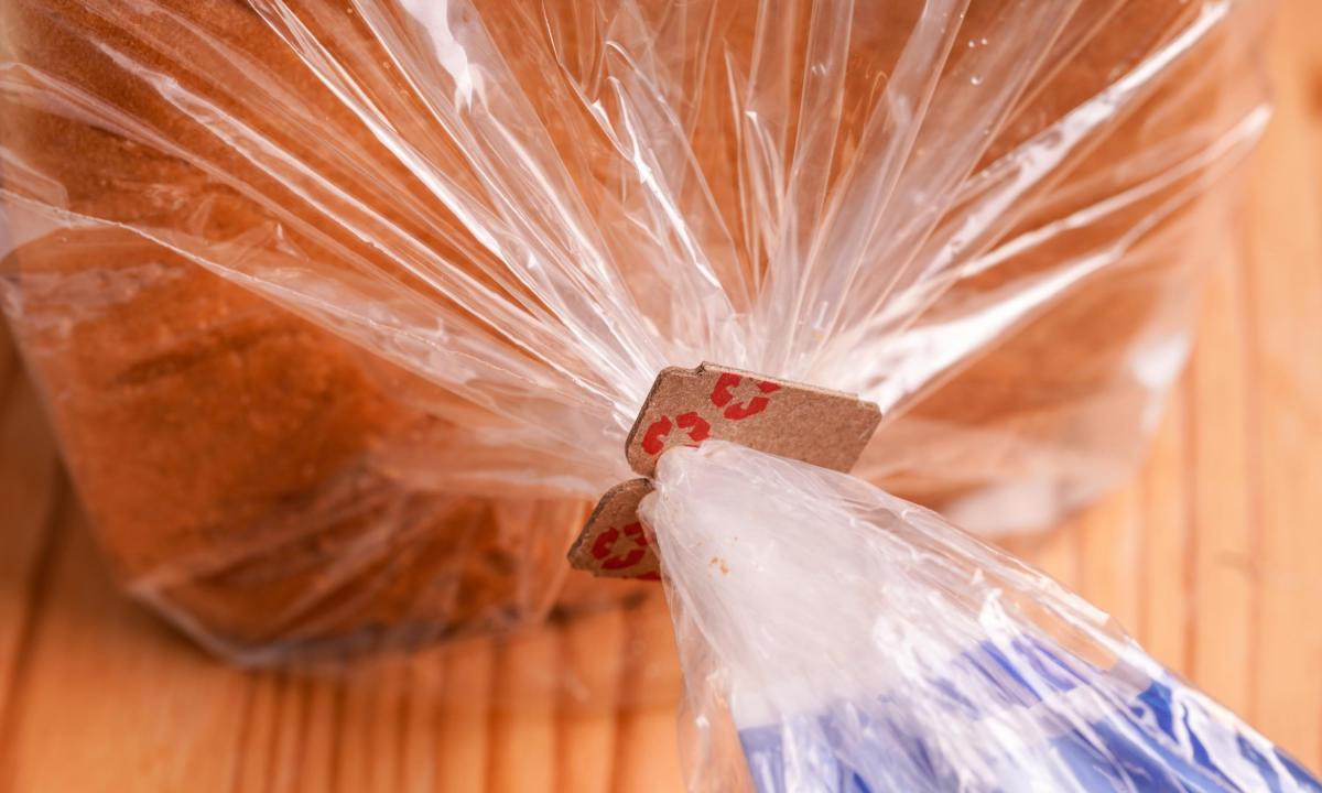 Bread tag keeping a bag of bread closed