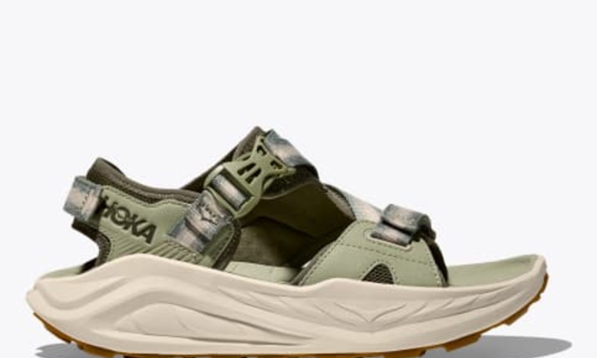 green hoka sandal