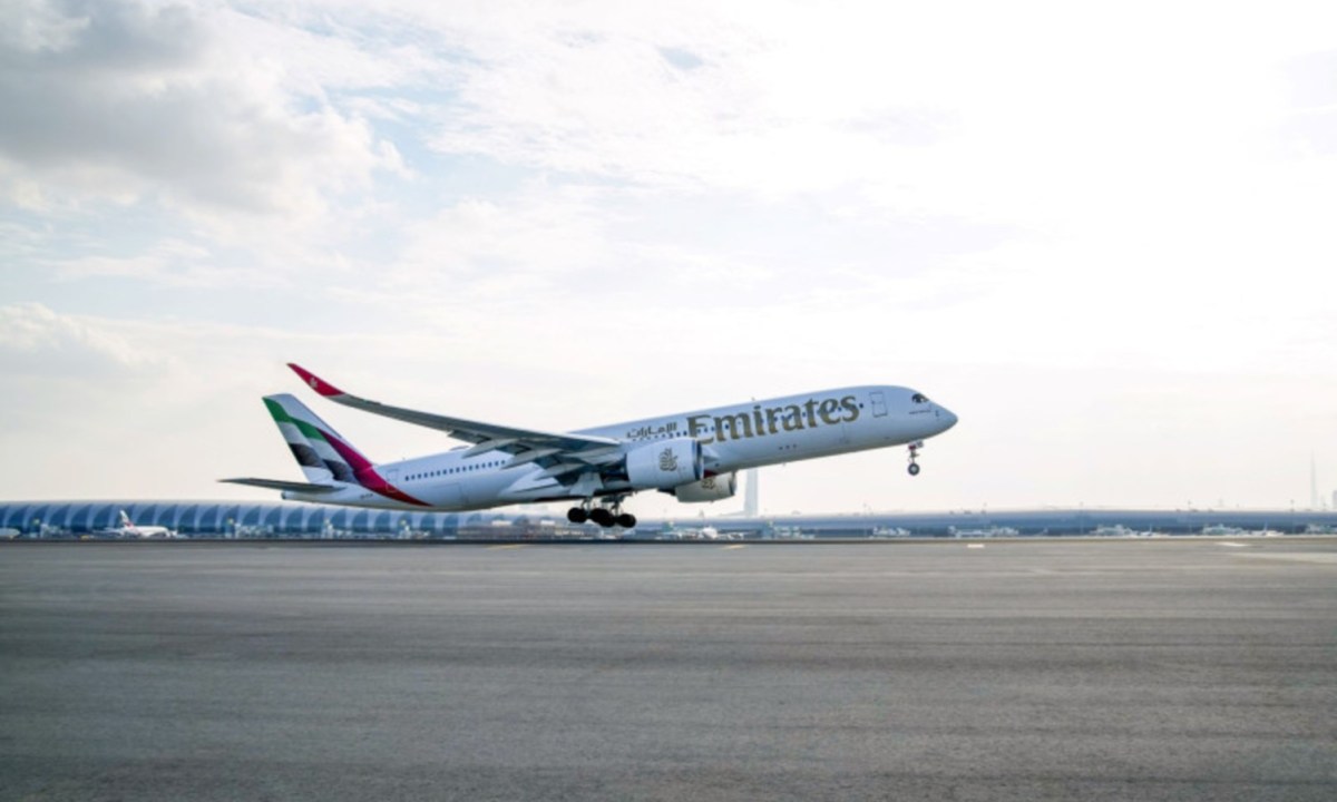 Emirates aircraft takeoff