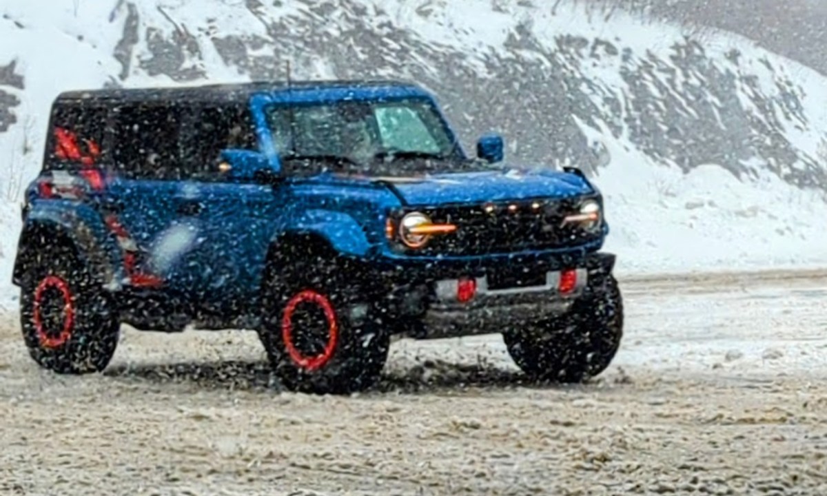 we went to team oneil winter safe school with ford trucks and suvs bronco raptor finishing the slalom course