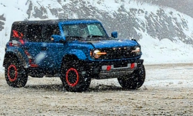 we went to team oneil winter safe school with ford trucks and suvs bronco raptor finishing the slalom course