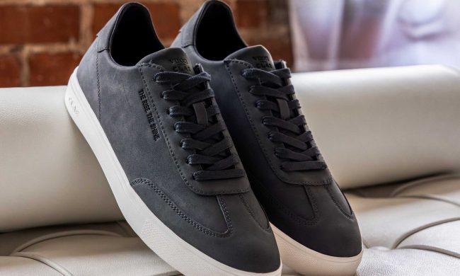black sneaker on top of couch