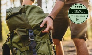 Man with a travel backpack