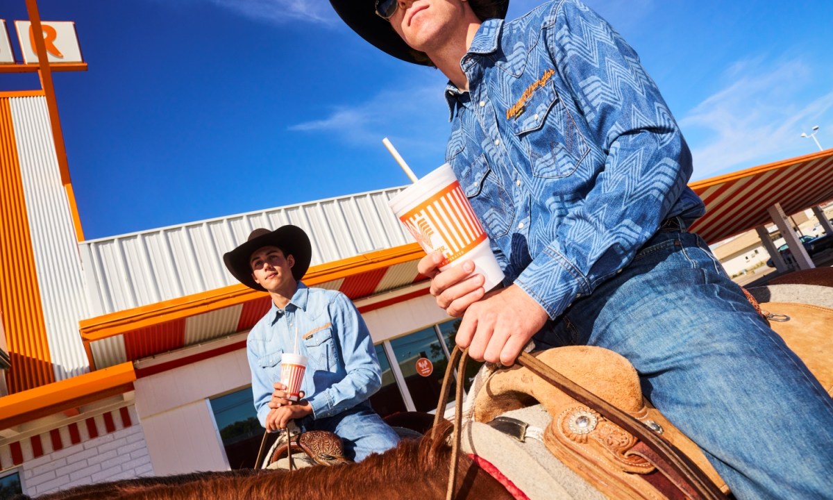 Wrangler x Whataburger people on horses