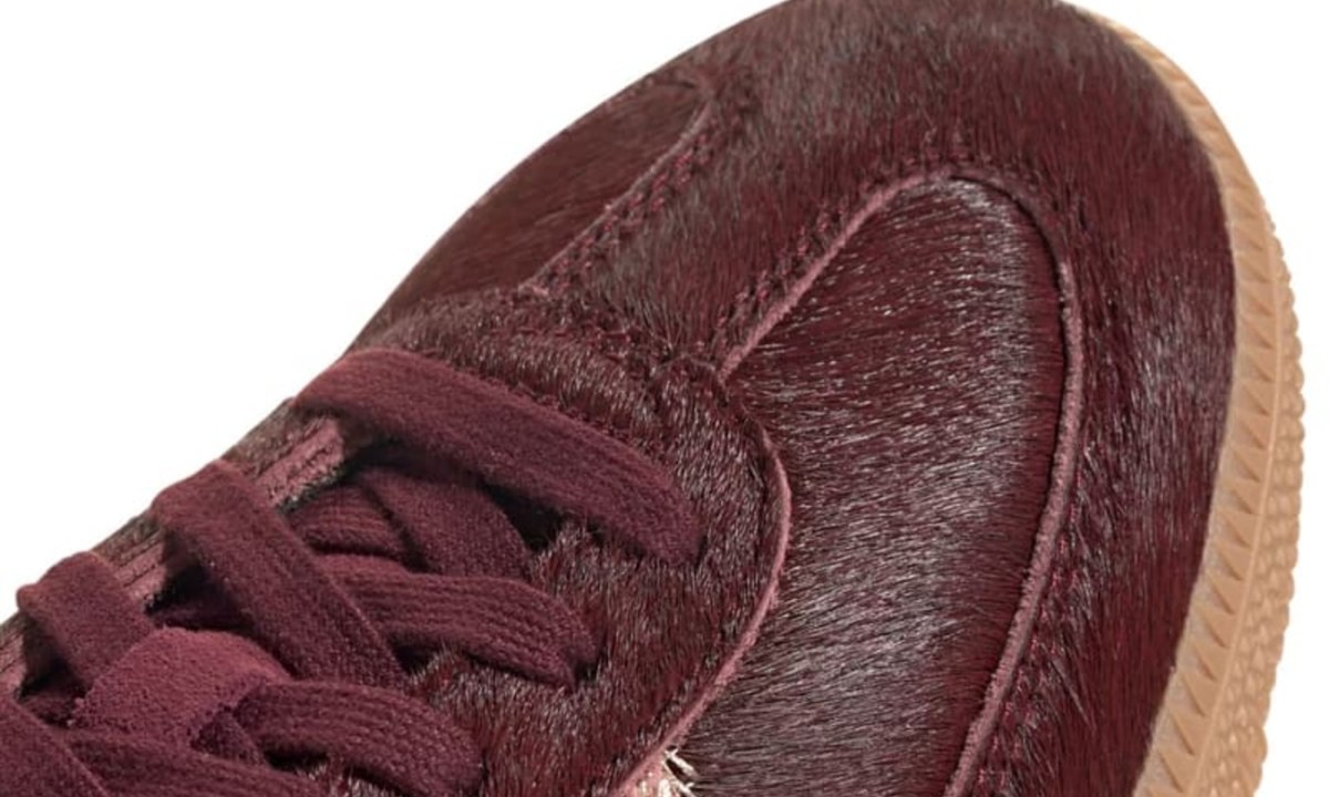 close up on adidas samba pony hair