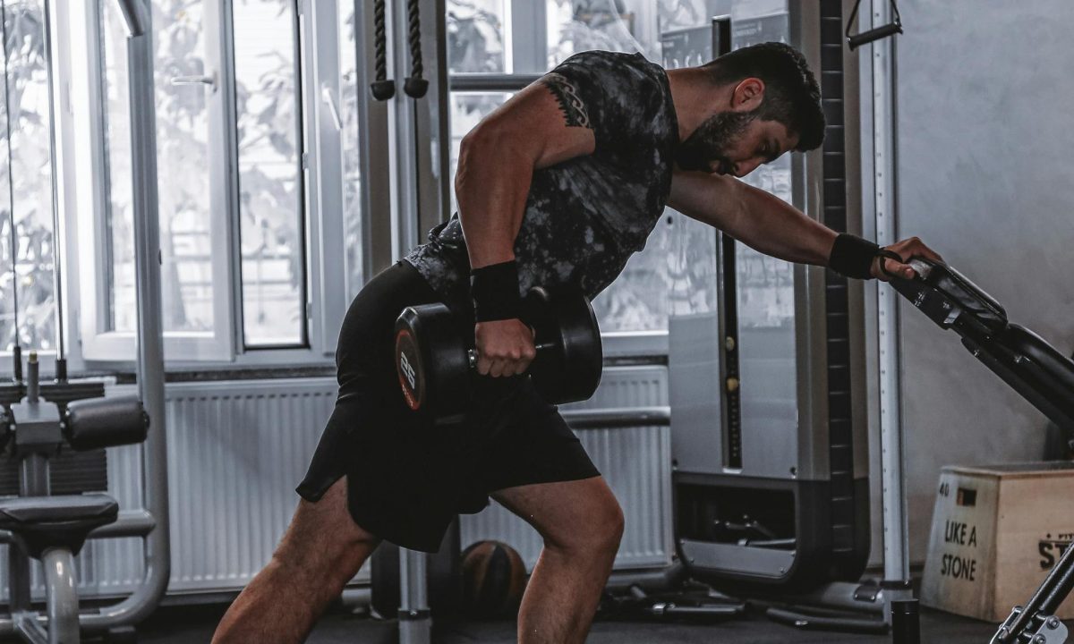 Man doing dumbbell row