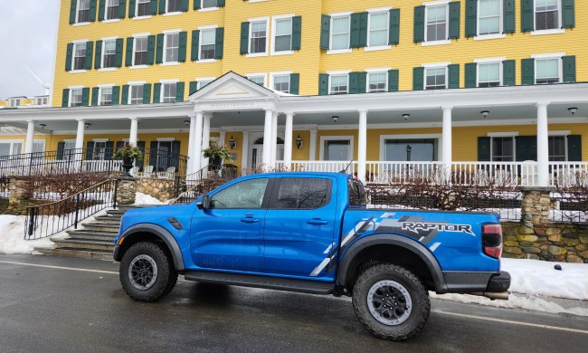 2024 Ford Ranger Raptor parked in front of the Mountain View Grand Resort and Spa.