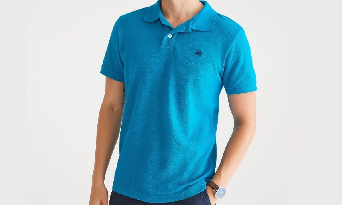 A model wearing the Aeropostale A87 Logo Pique Polo.