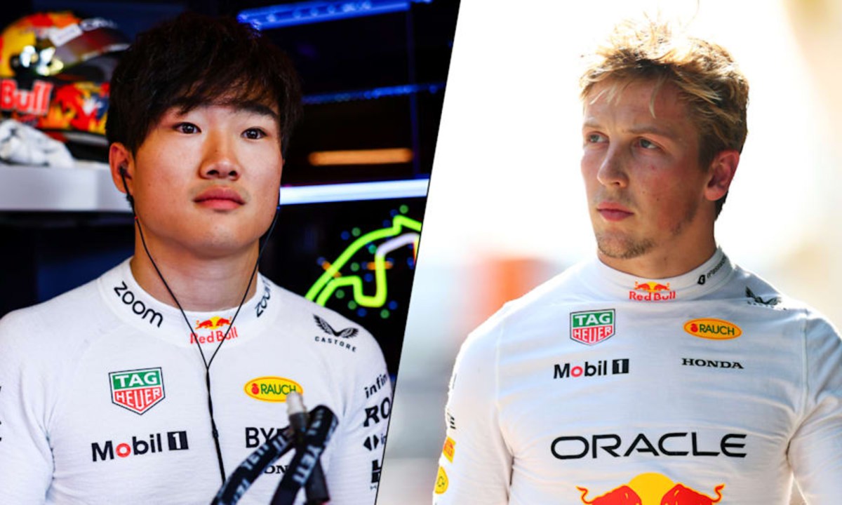 F1 drivers Yuki Tsunoda and Liam Lawson.