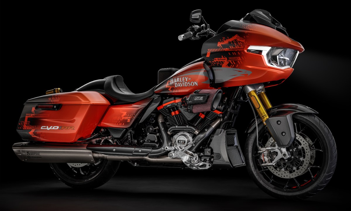 Harley-Davidson CVO Road Glide RR limited edition right profile with a black background.
