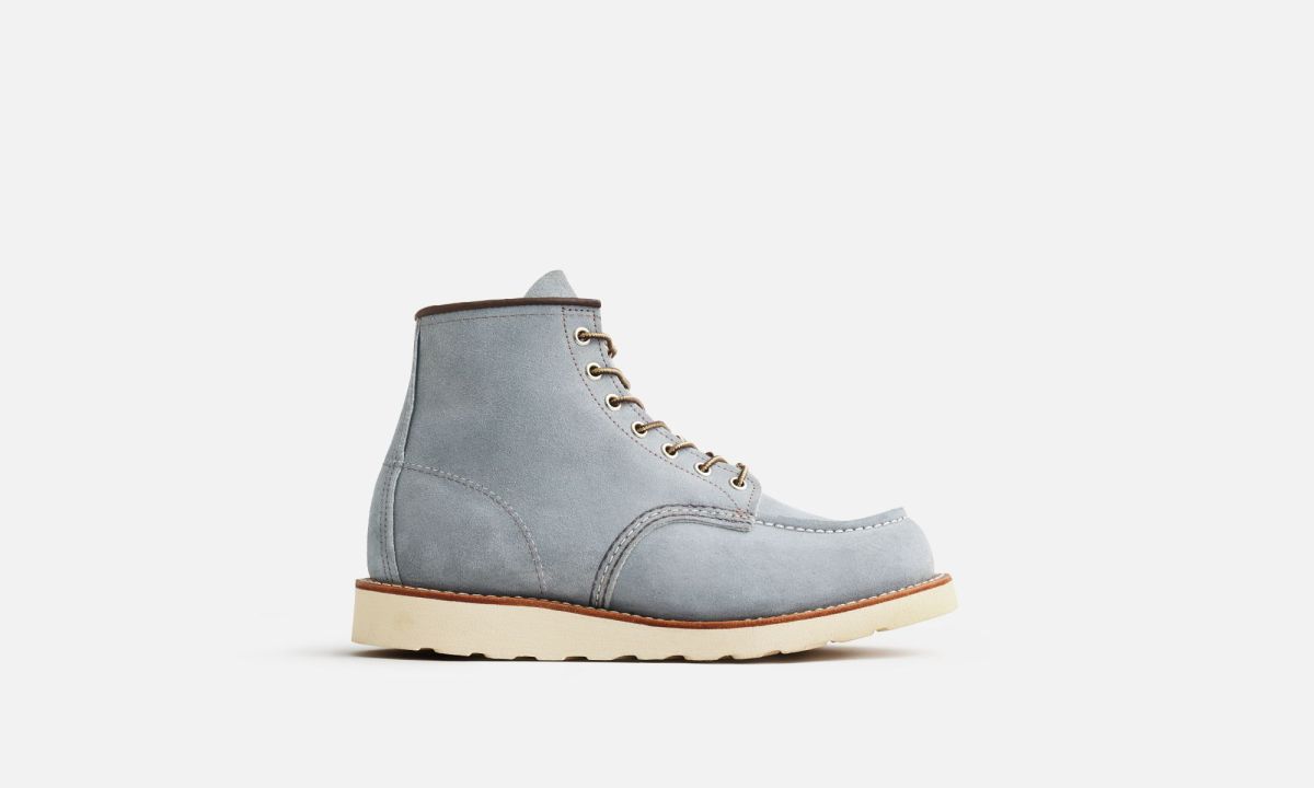 side profile of blue boots