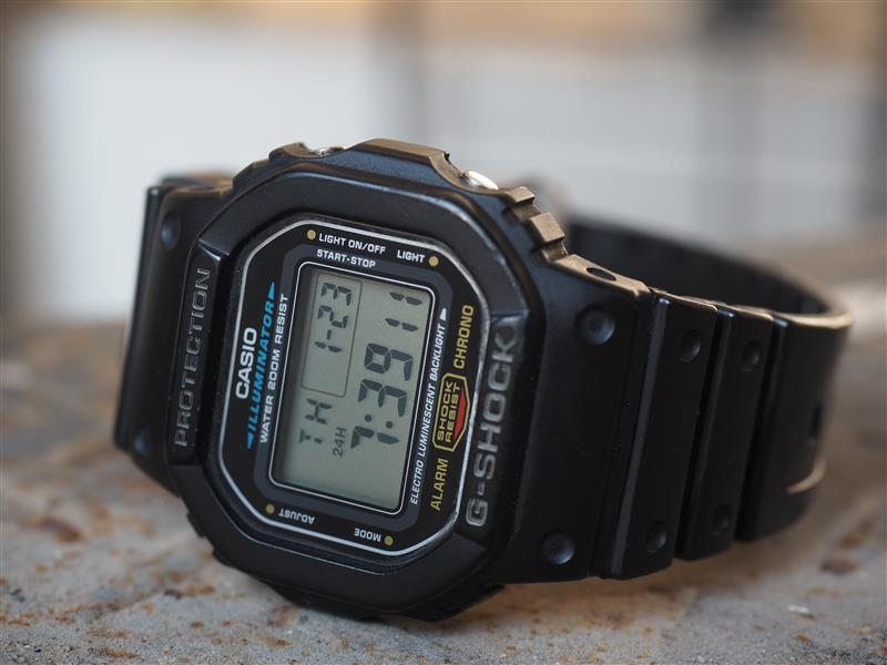 Close up of Casio G-Shock DW 5600 series.