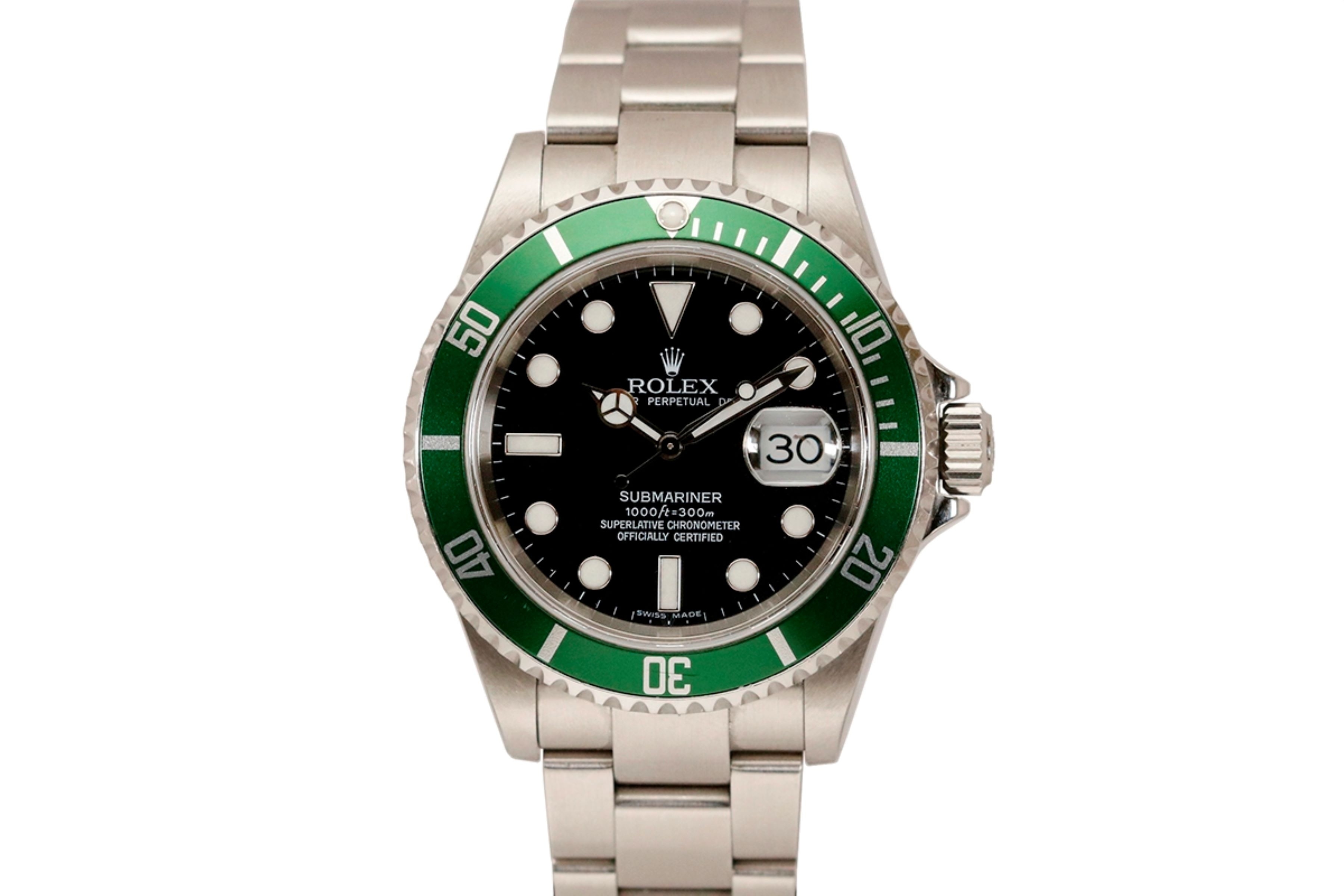 Rolex Submariner Date Kermit 16610T 2006 showing the dial