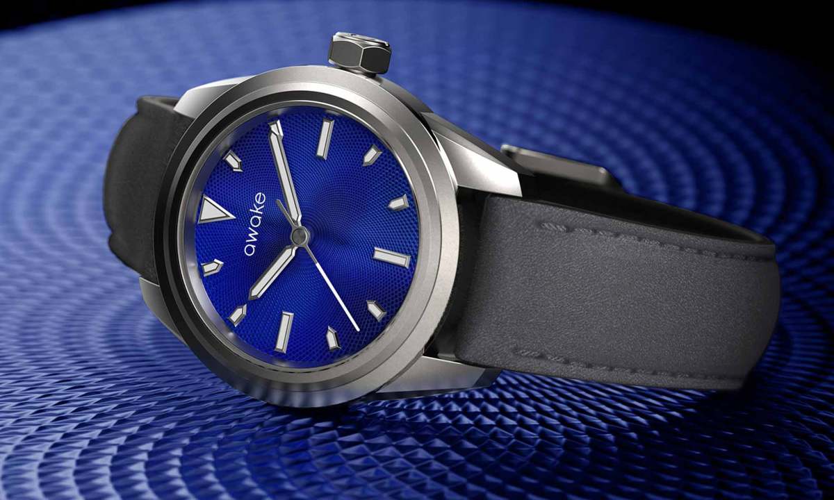 Awake eco friendly watch blue background