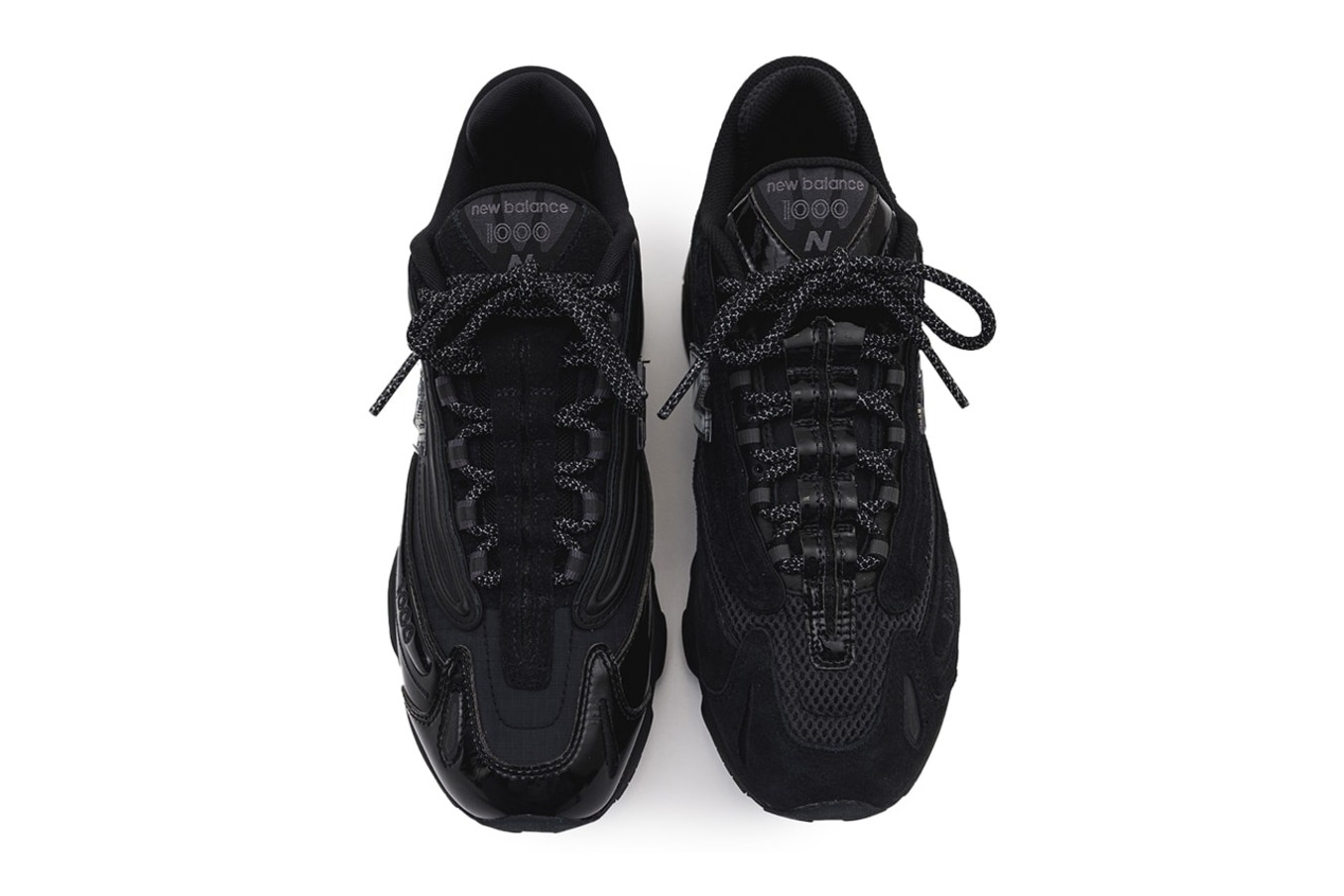 overhead view of new balance beams sneakers