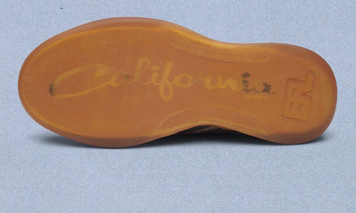 underside of gum sole with california writing