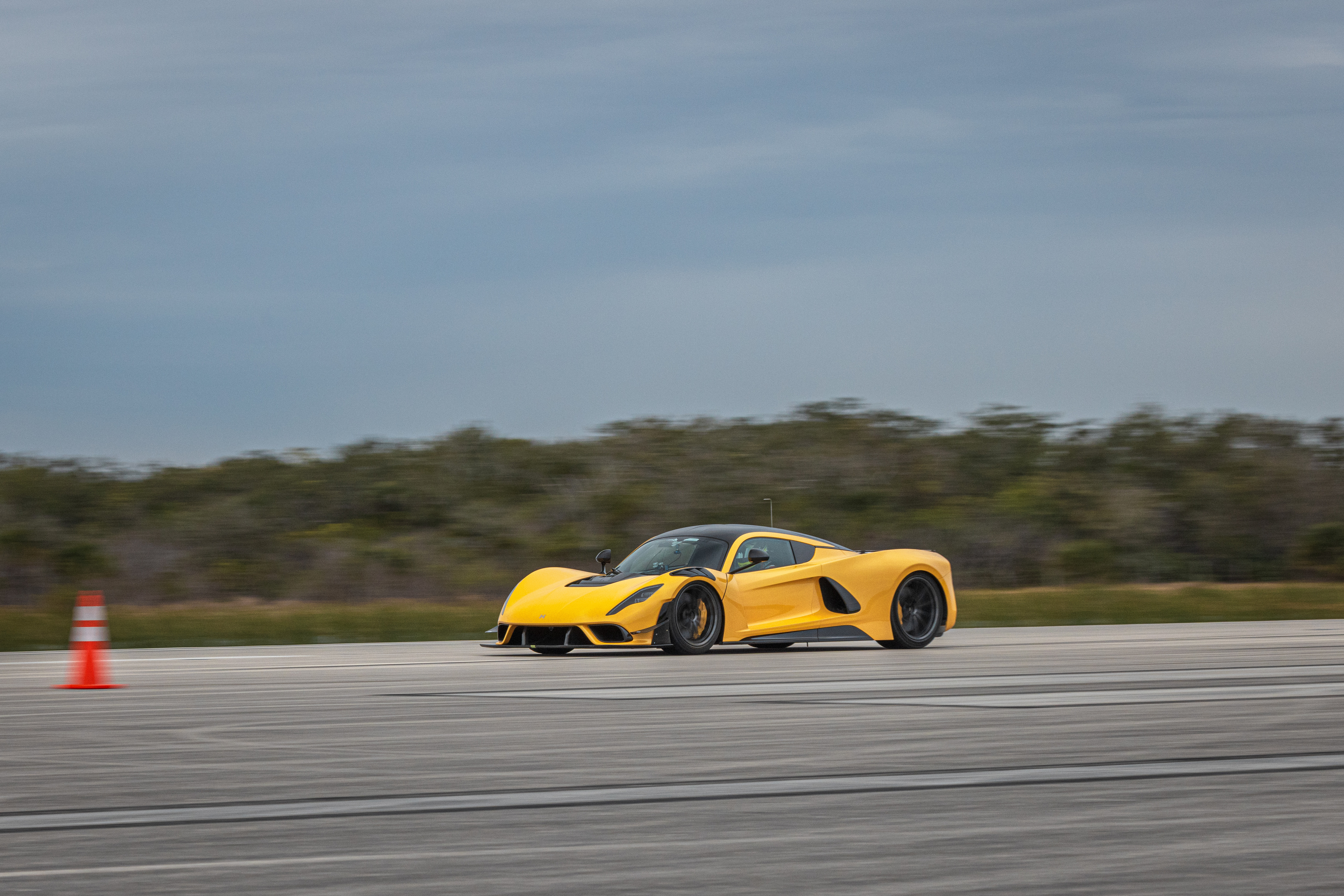 The Hennessey Venom F5 Evolution on a test track