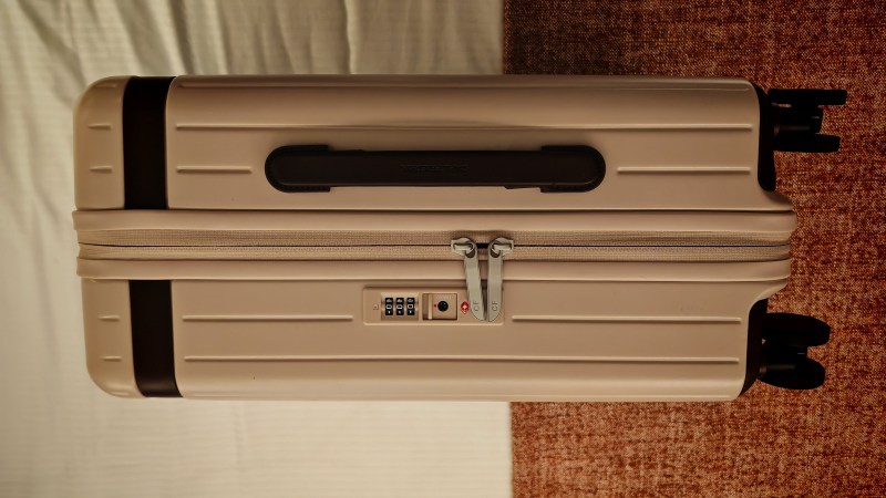 Carl Freidrick core luggage on its side