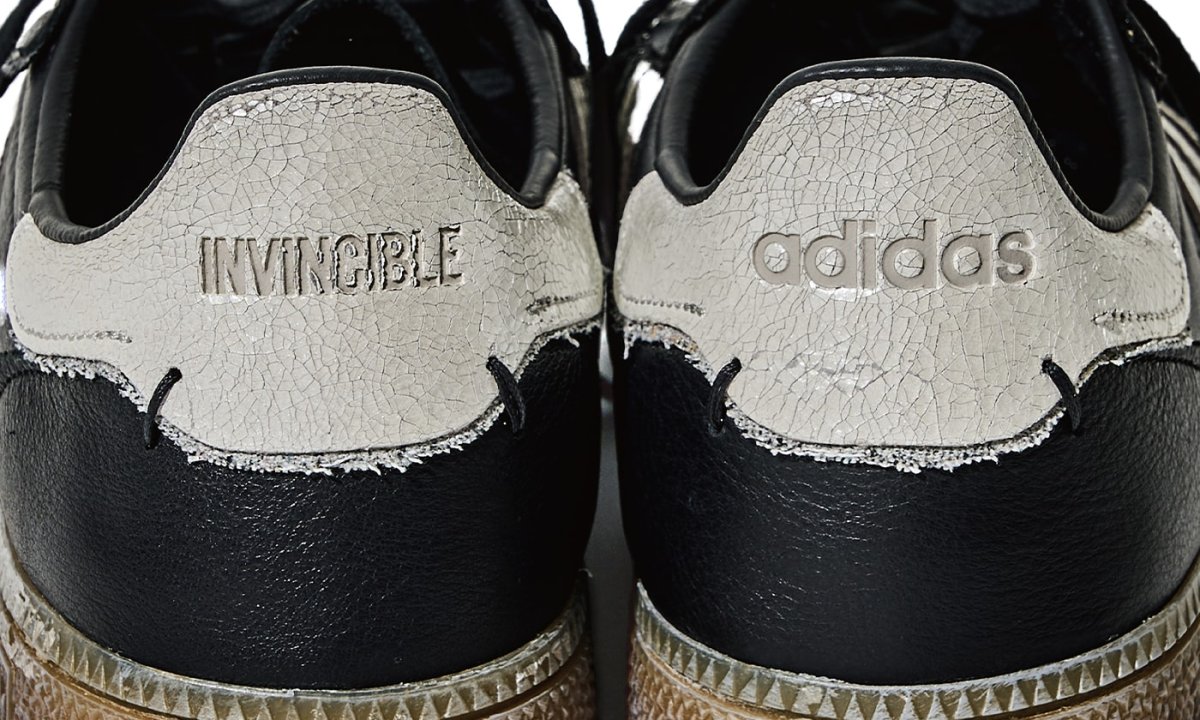 close up on heel of INVINCIBLE x adidas Handball Spezial