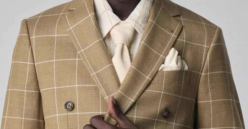 Indochino Tan windowpane