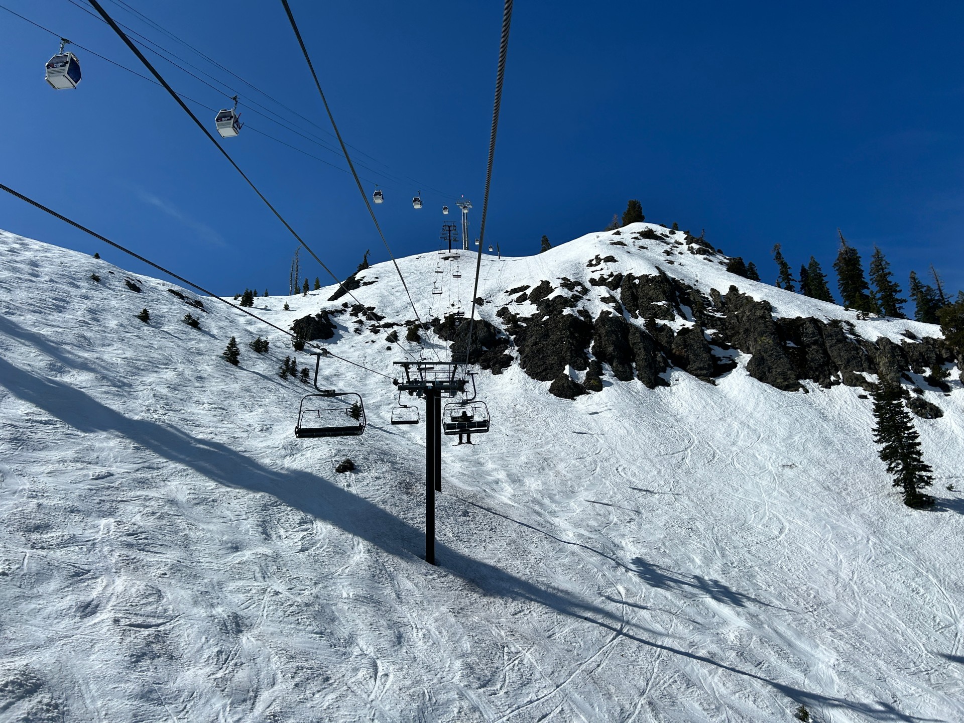 The ride up KT-22, Palisades Tahoe