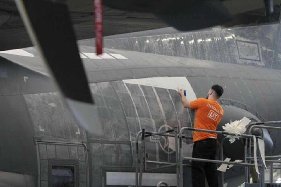 MicroTau’s Riblet Modification Package applied to a US Air Force Lockheed Martin C-130J during testing