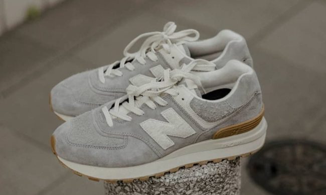 grey new balance todd snyder sneaker on street post