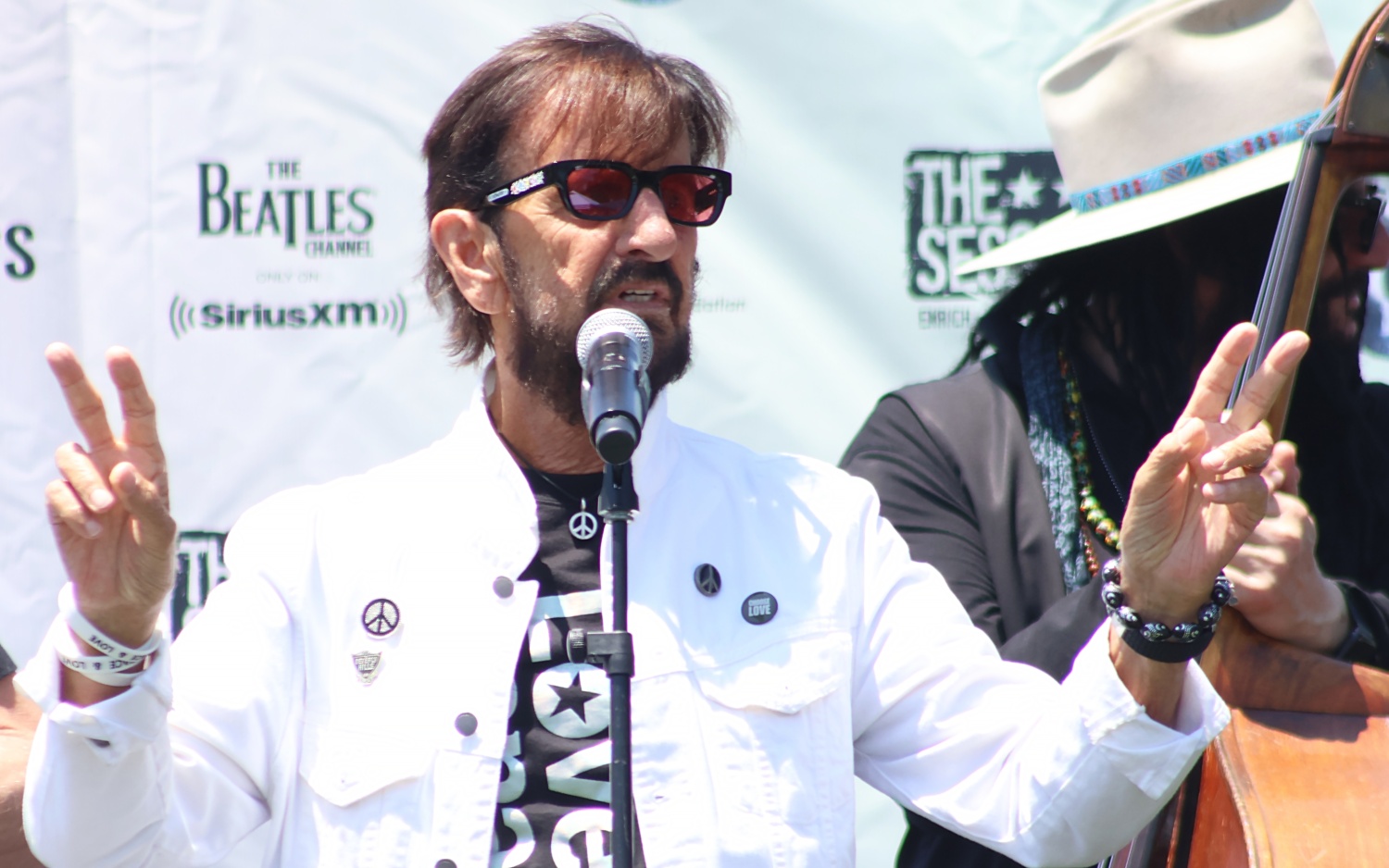 Ringo Starr in front of a crowd
