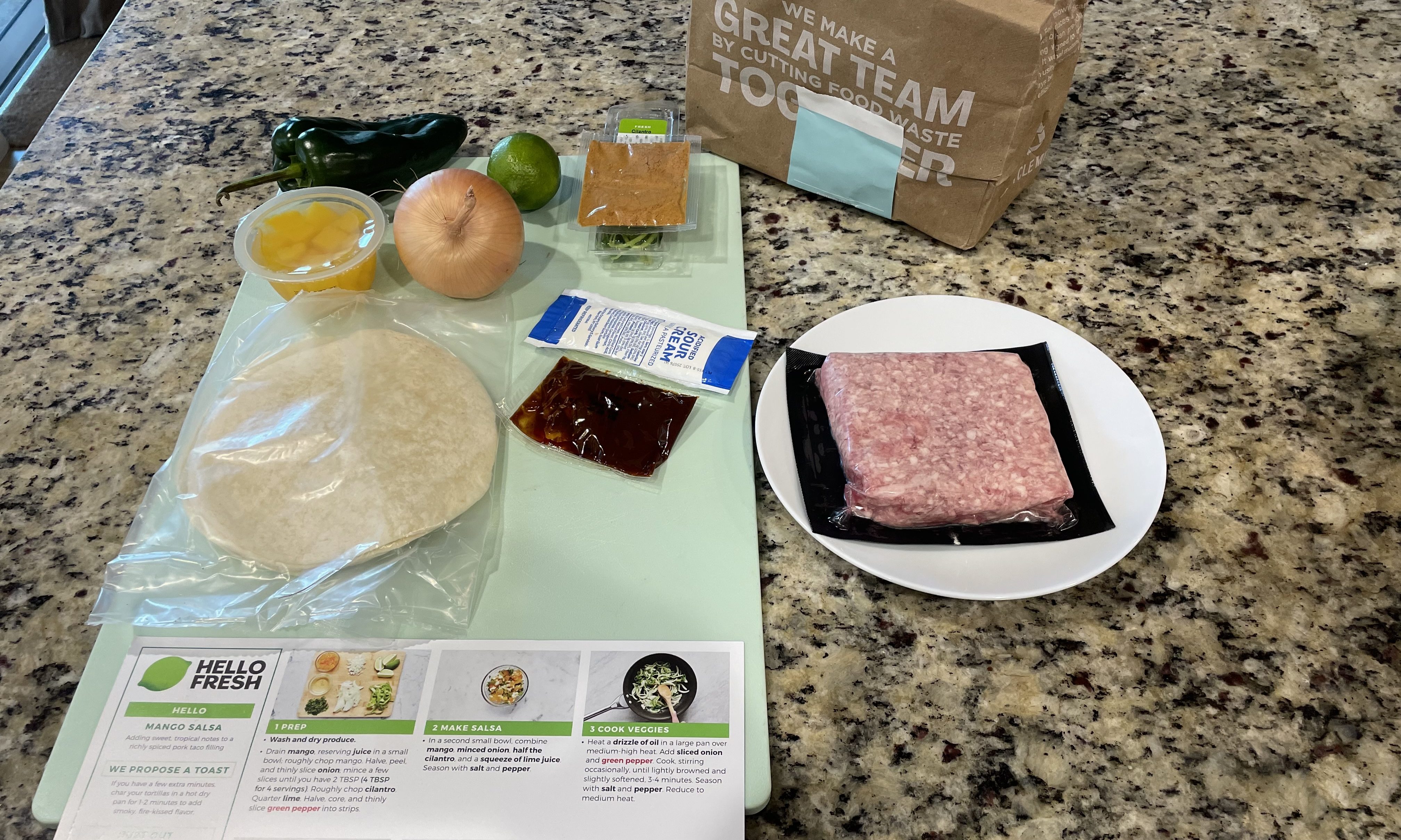 HelloFresh ingredients laid out