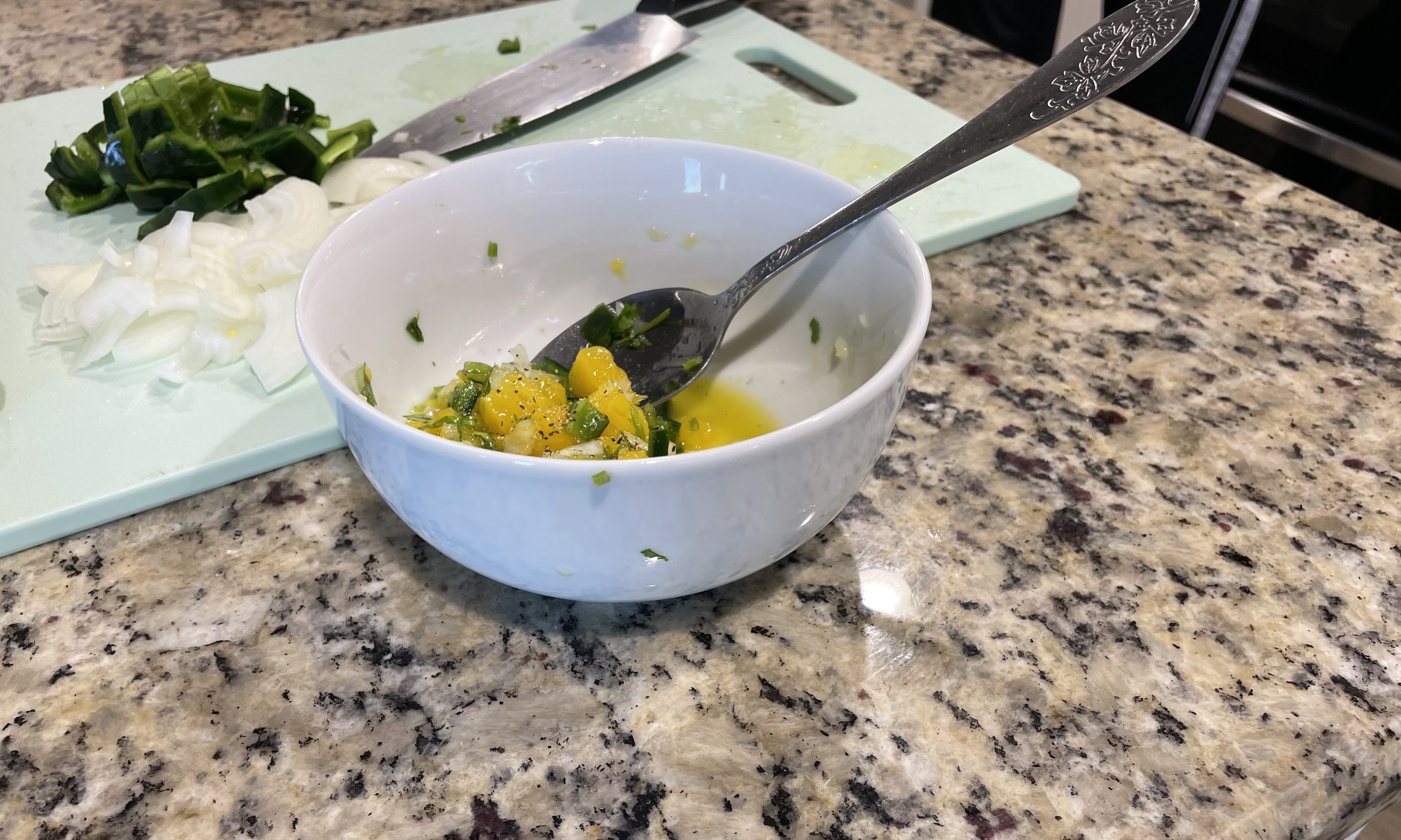 Mango salsa ingredients prep HelloFresh
