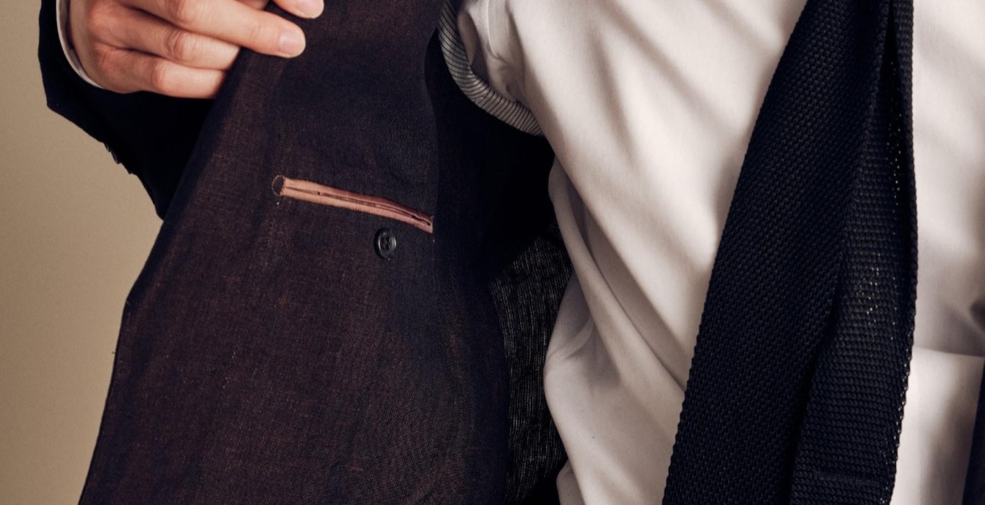 The Tie Bar Linen Chocolate Brown open